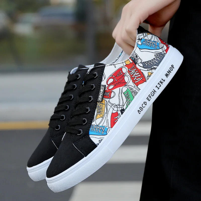 

Summer Men's Casual Shoes White canvas lace-up Mens Sneakers Breathable Male walking Flat Shoes Chaussure Homme