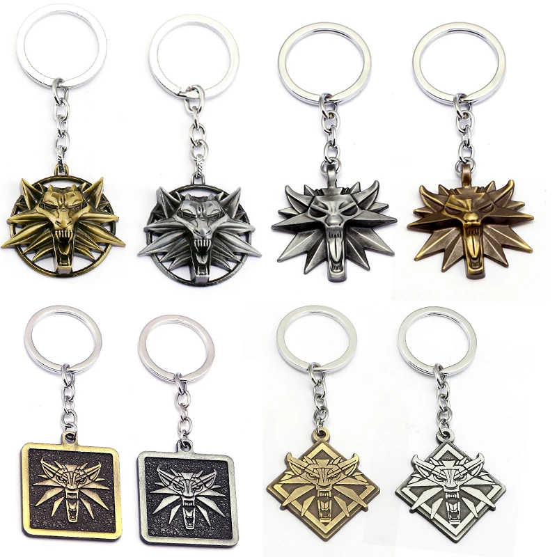 

Game Jewelry The Witcher 3 Keychains Wild Hunt Wolf Metal Pendant Keyring Key Holder Car Bag Chaveiro Key Chain For Men