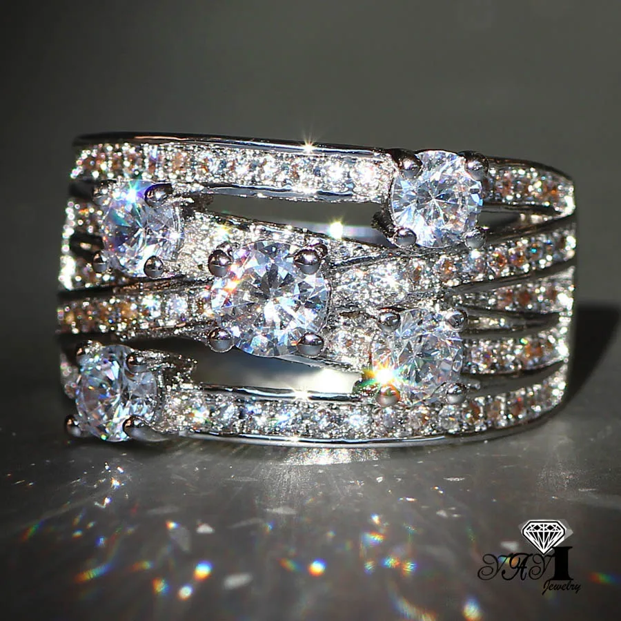 

YaYI Jewelry Fashion Princess Cut 3.9CT White Zircon Silver Color Engagement Rings wedding Rings Party Rings
