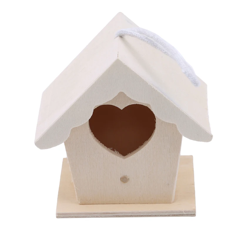 Hanging on the tree or cage Bird Nest Natural Wood House Creative Heart Shaped Parrot Wall Mounted | Дом и сад