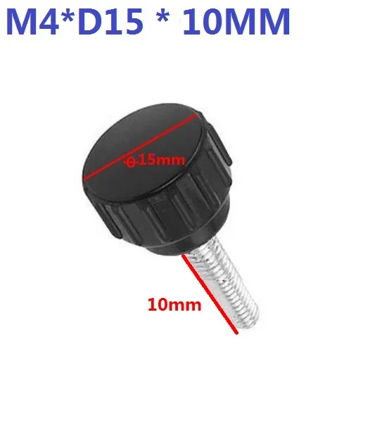 20pcs/LOT Round Head Dia.15mm Thread M4*10mm Knurled Grip Knob Handles