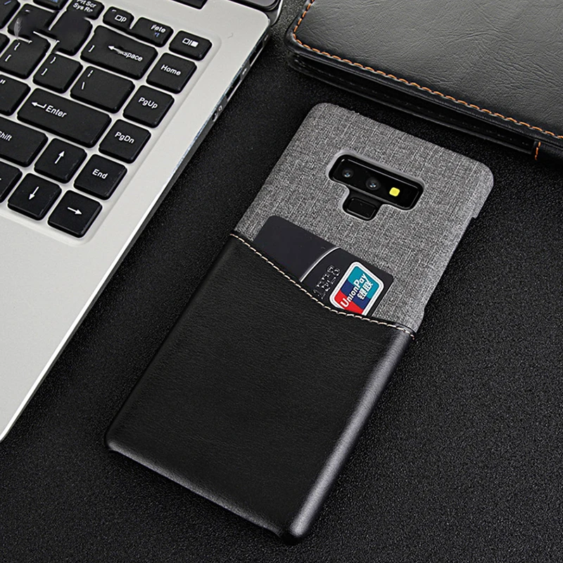 

Cover For Samsung Galaxy Note 9 8 S8 S9 Plus Case Note9 Casing Hard Back Luxury Leather Soft Fabric Thin Light Card Slot Holder