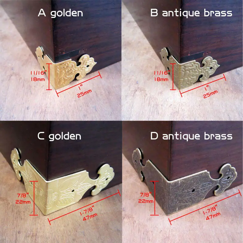 12//24//48pcs Decorative Jewelry Chest Wine Gift Box Wooden Case Corner Protector