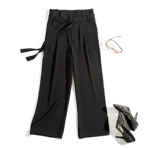 Женские широкие брюки с высокой талией и оборками, американский стиль, Длинные свободные брюки размера плюс, Размеры s m l xl