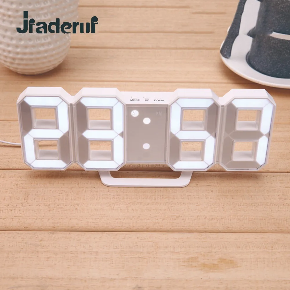 Jiaderui Novelty 3D LED Night Light Clock Timer Wall Lamp Home Decor