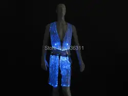 Ткань из оптического волокна 2017 высокое качество блеск сценическая одежда для мужчин Самба наборы светодио дный ухода кожей светодио дный