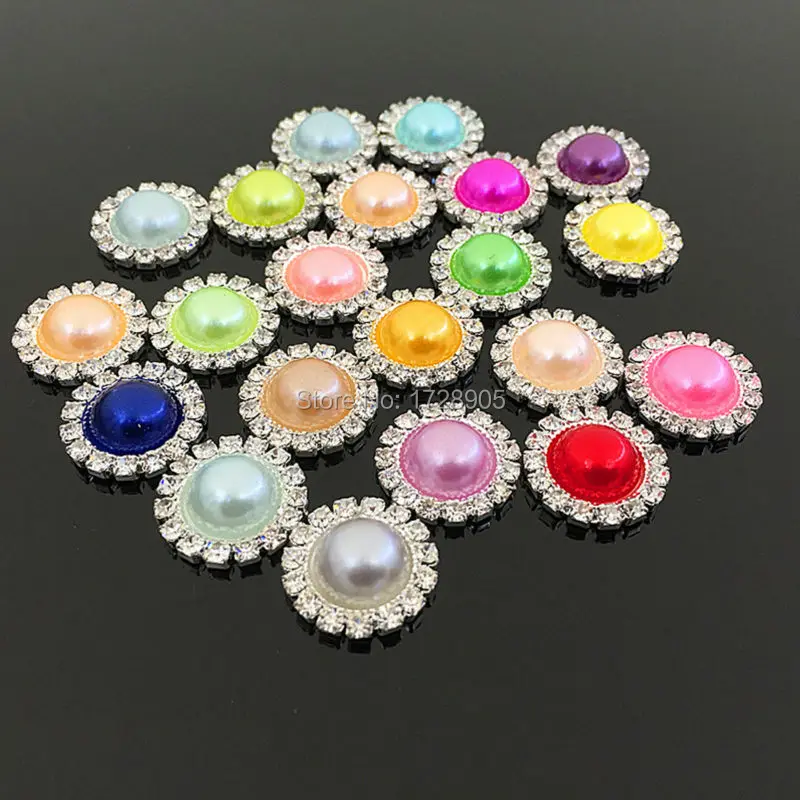 

Pearl Rhinestone Button Flatback Flat Back For Flower Center Embellishment 15mm 15*15mm Pearls Flower Button