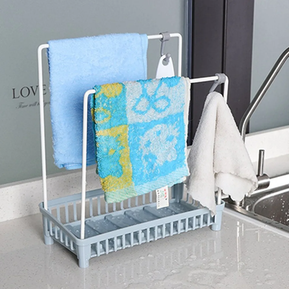 Kitchen Cleaning towel Cloth Dry Rack With 2 Hooks Bathroom Towel