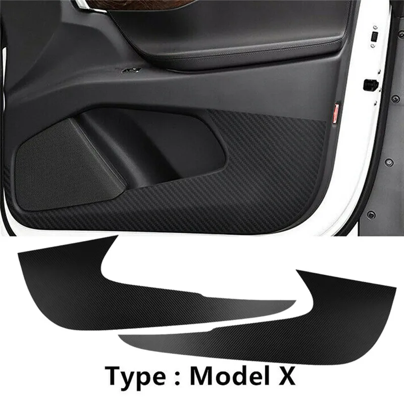 

2Pcs/Set Carbon Fiber Cover Sticker Anti-Kick Anti-Wear Anti-dirty Pad Protector Mat Fit For Tesla Model X Original For Door