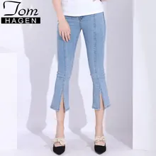 Том Хаген женские джинсы летние Сплит джинсовые, длиной до колена Femme брюки джинсовые женские s Высокая талия расклешенные джинсы для женщин