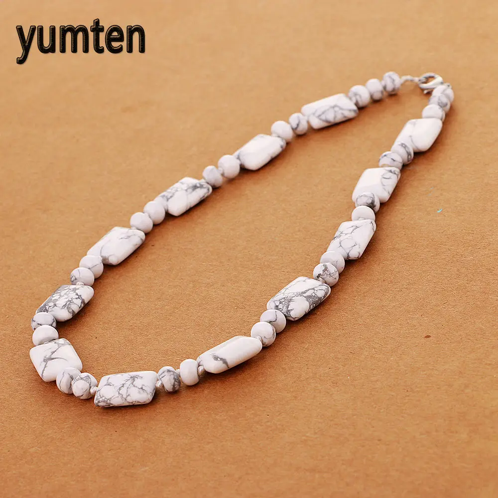 

Yumtenwhite Turquois Necklace Power Square Natural Crystal Women Jewelry Witcher Warcraft Vegan Unicornio wolf Wholesale 5 PCS
