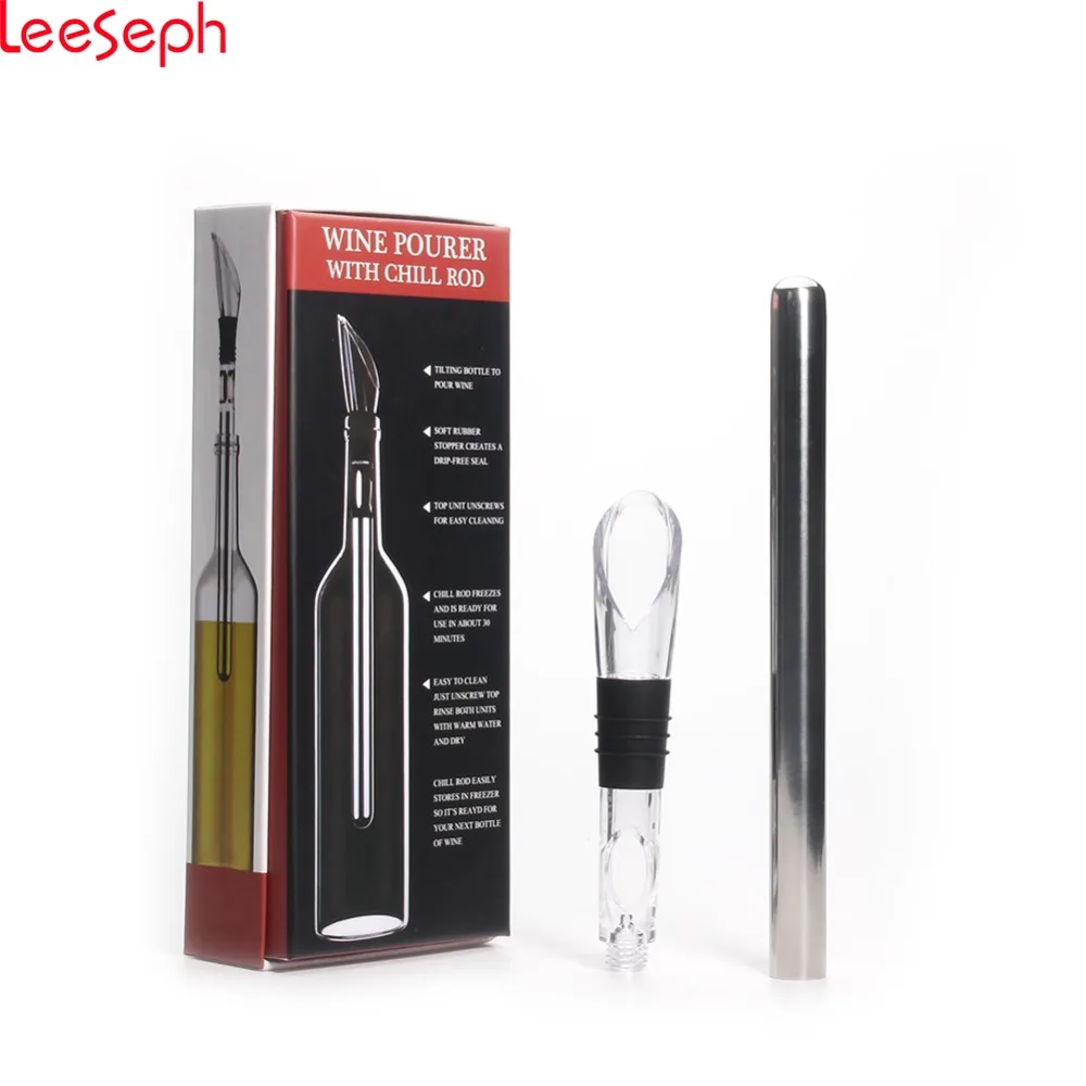 Wine Wand Stainless Steel Wine Bottle Cooler Stick with Aerator and
