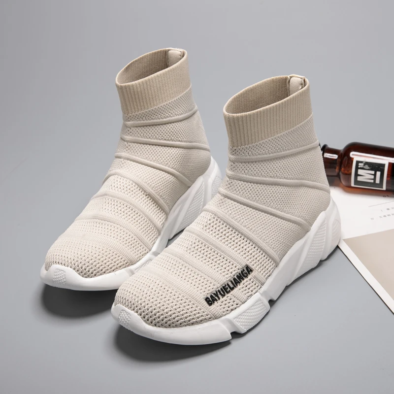 SUOVEKGO/дышащие женские носки с высоким берцем Flyknit женская обувь толстой подошвой