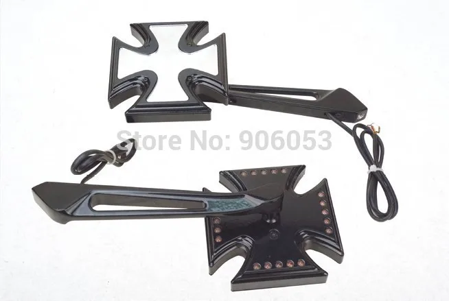 

Brand new 100% motorcycle parts Black Custom LED turn siganl integrated mirror fit