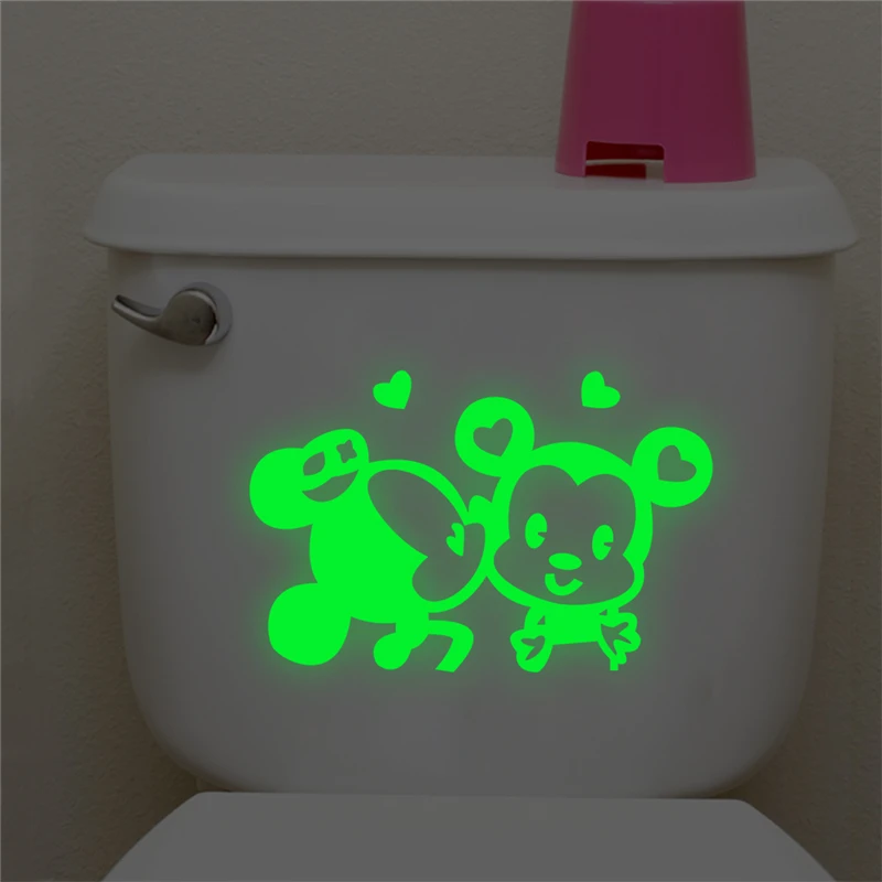 

cartoon mickey minnie mouse luminous switch stickers bedroom home decor glow in the dark wall decals fluorescent vinyl mural art