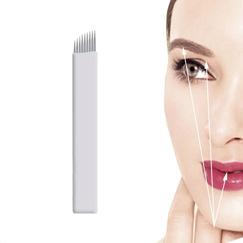 50 шт. 9 контакт. перманентный макияж бровей тату лезвие Microblading иглы для 3D вышивка