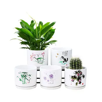 

2 pcs/Set Home indoor flower pot Chinese style Ceramic Flower pots Creative meaty bonsai green plant pot Spot Wholesale