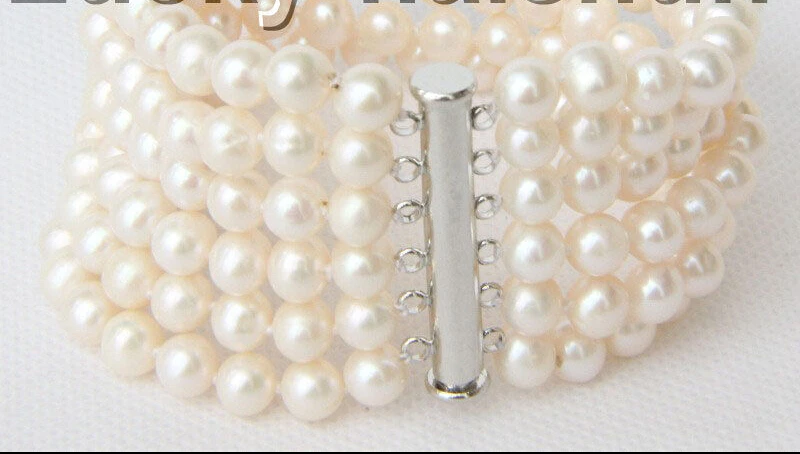 

Genuine 8" 7mm white round freshwater pearls bracelet magnet clasp j9202 @^Noble style Natural Fine jewe SHIPPING new >>free shi