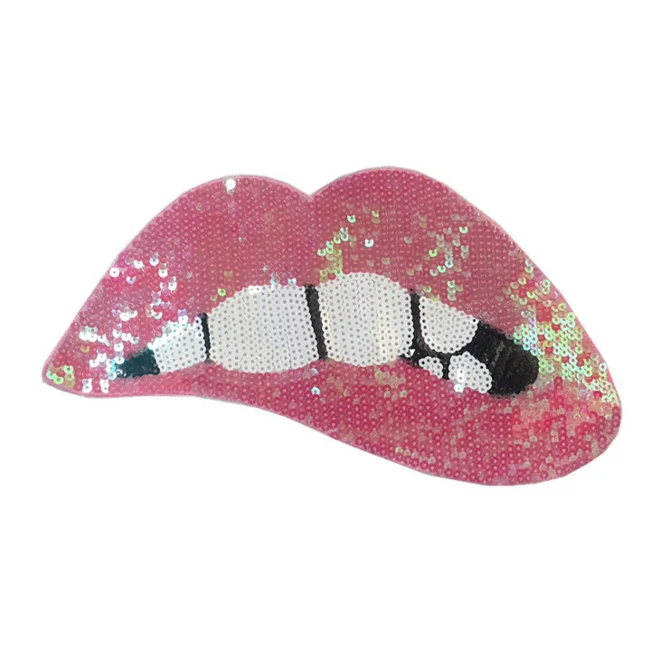 1  Love Kiss Mouth Lipstick Animal Embroidered Patches Apparel Patch Sequins Jeans Diy Handmade Patches Stickers Clothing Patch