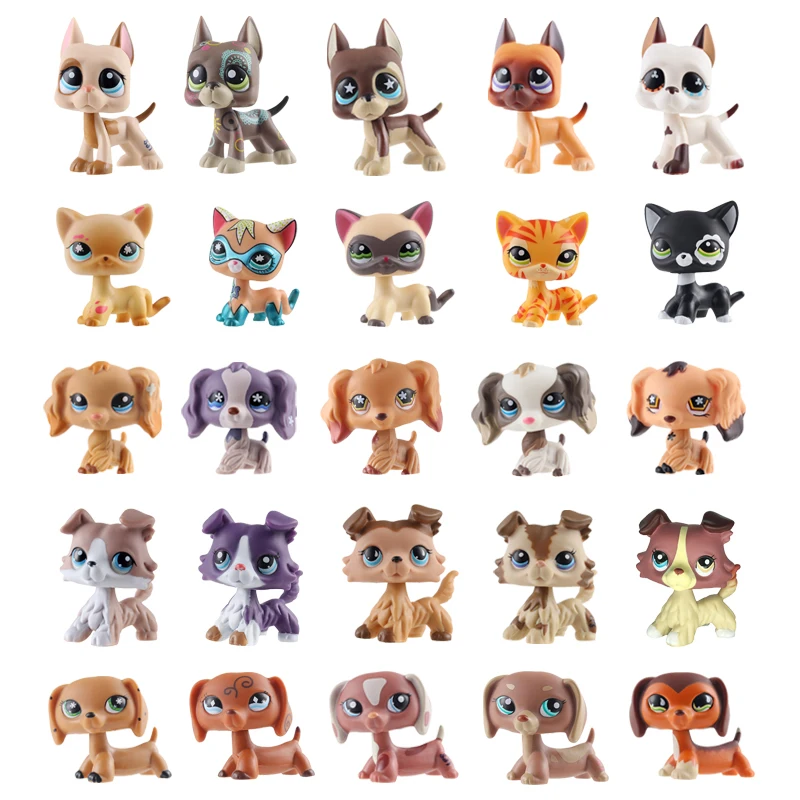 

Real Pet Shop Lps Toys Collections Standing Short Hair Cat White Tabby Black Dachshund Dog Collie Great Dane Child Toy