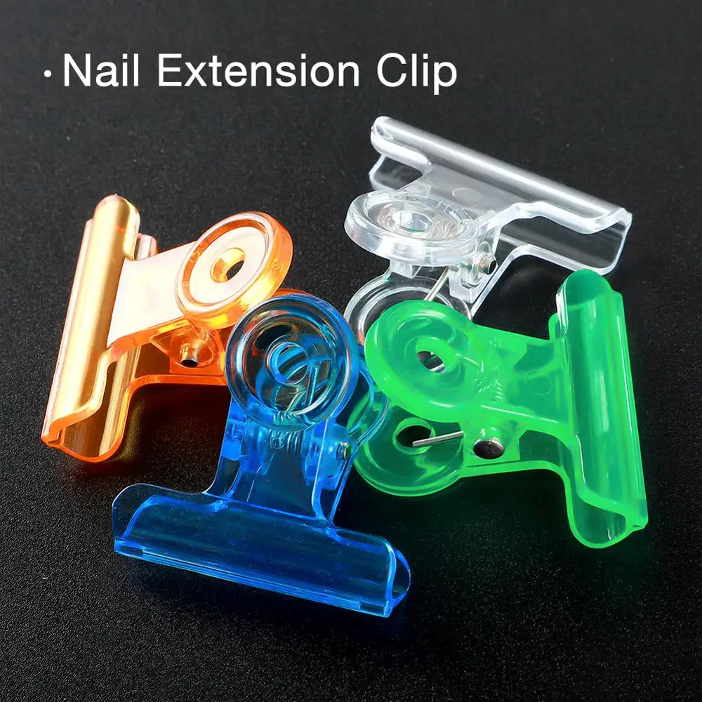 COSCELIA 4 Colors Fixing Clip Nail Art Extension Securing Clip for UV Gel DIY Nails Acrylic Nail Extension Tips Fiber Glass Gel