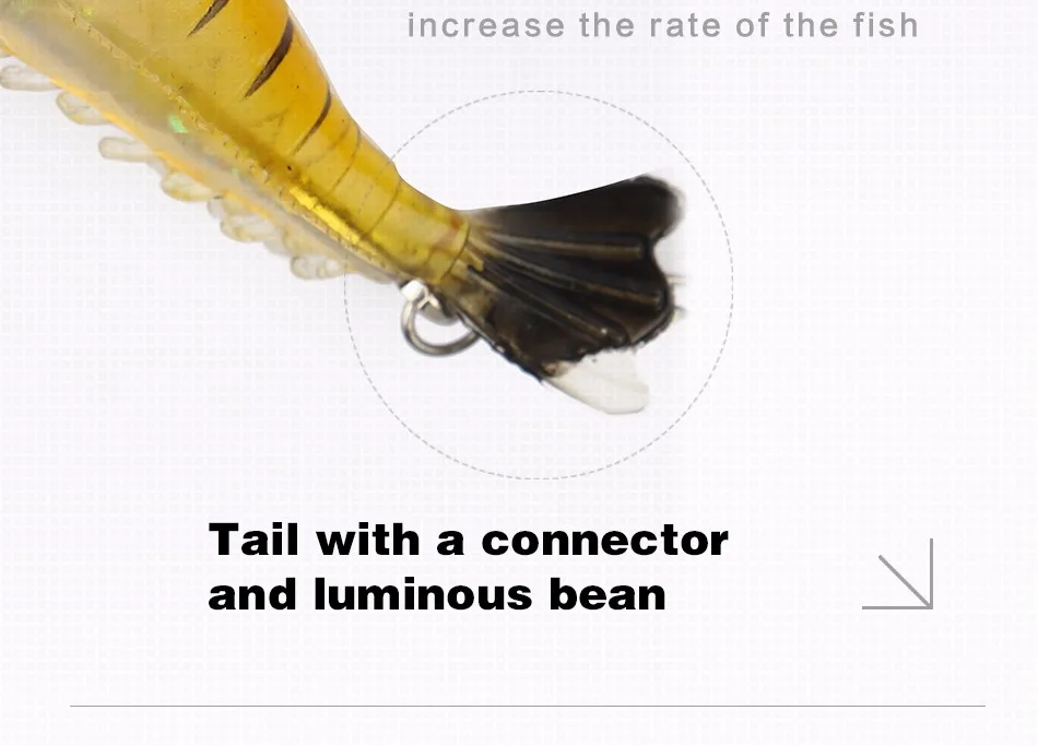 Goture 5 шт. мягкая рыболовная приманка силиконовая креветка приманка со светящимися бусинами искусственные приманки para pesca рыболовные снасти 9,5 см 5,7 г