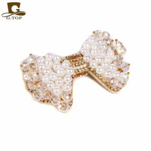 Hat accessory Fashion Jewelry pearl beaded Crystal bow Brooch Pin