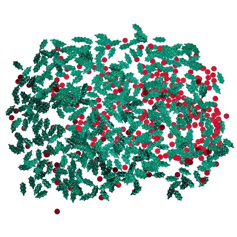 

Hot Sale 14g Holly with Berries Metallic Embossed confetti green + red