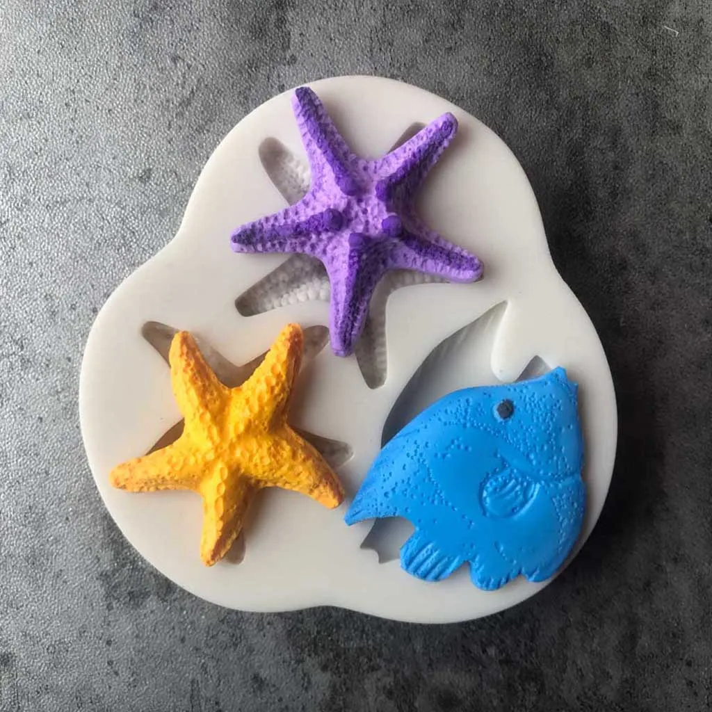 3D Fondant Cake Molds Seahorses /Shells/Tarfish Sea Animal Cake Decorating Mould Tools