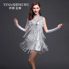 Латиноамериканские танцы Женская Одежда для танцев костюм для сальсы комплект из 3 предметов с necklace ем танцевальный зал состязание латинские платья с блестками для девочек