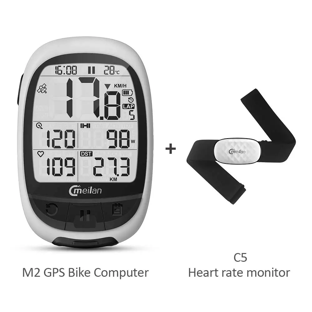 

Meilan GPS Core Wireless Bike Computer M2 Cycling Computer + C5 Heart Rate Monitor