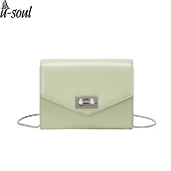 

PU leather Messenger bag female mini wild simple fashion single shoulder chain bag pearl decorative small square bag A11250