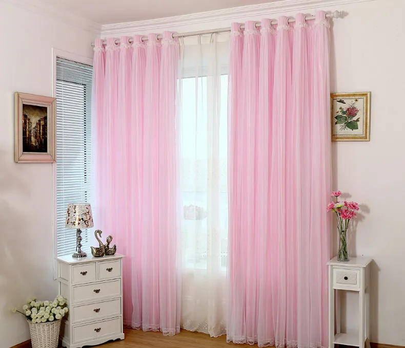1PC Hot Selling Romantic Lace Curtain Pink Blue Green Purple White