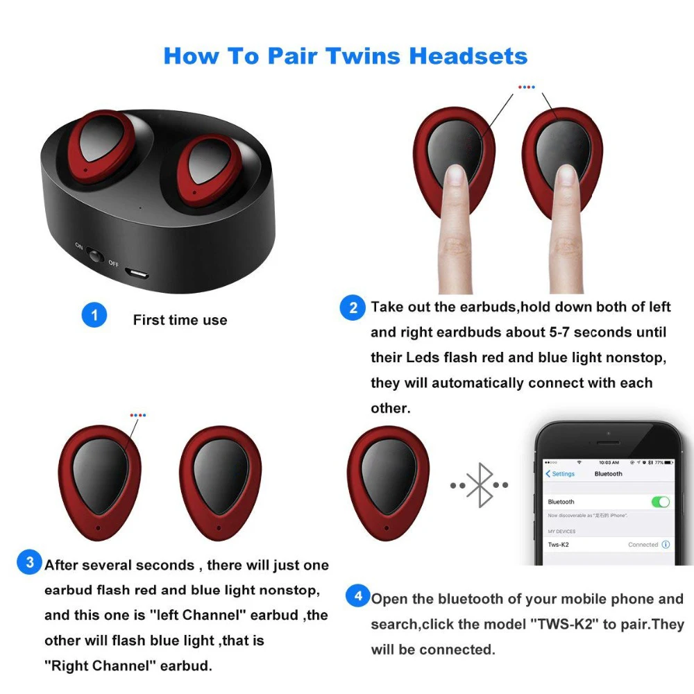 TWS Bluetooth гарнитура Беспроводные наушники Мини стереонаушники со встроенным