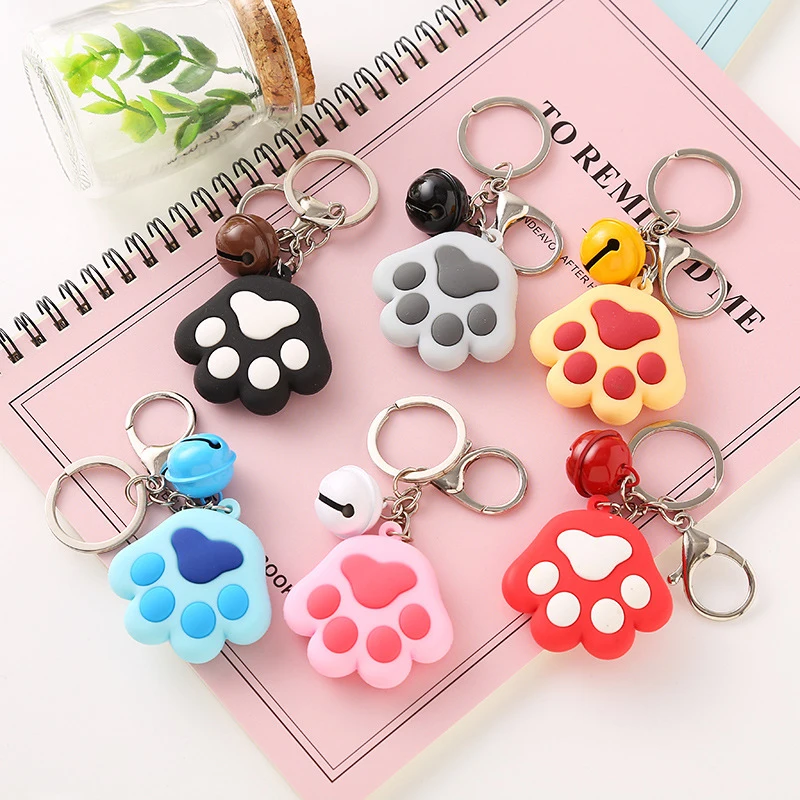 

Cartoon LED Light Sound Cat Claw Key Chain Women Auto Car Hanging Pendant Key Chain Purse Charms Rope Bag Charm Pendant