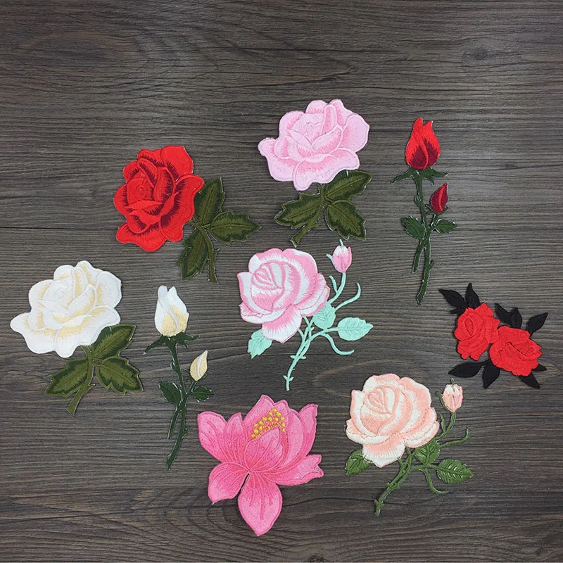 

Han Noble Rose Flowers Embroidery Stripes Applique Patches Sewing for Clothes Wedding Decoration Dress Crafts