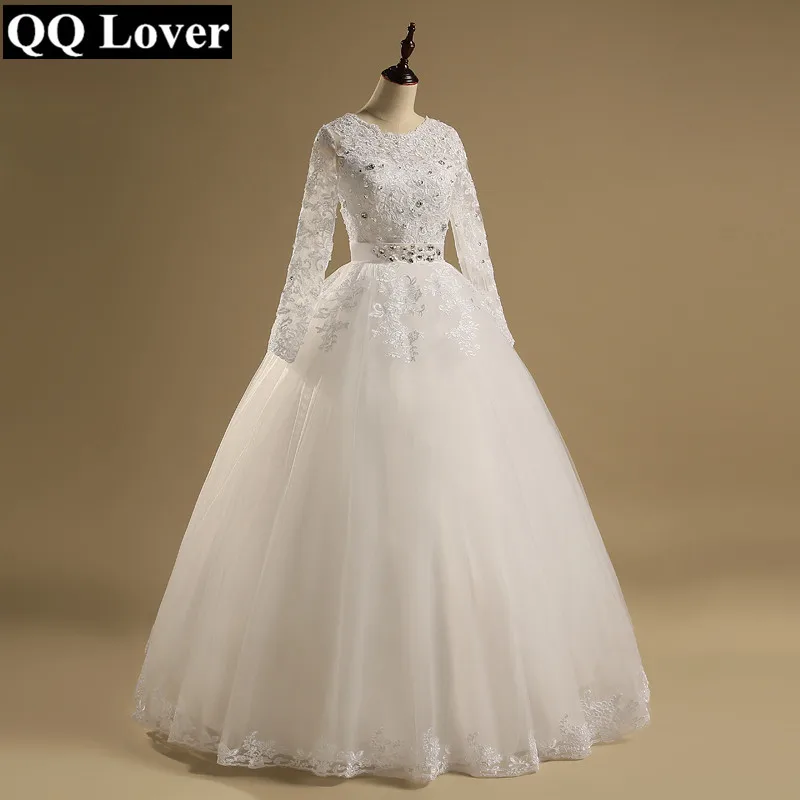 QQ Lover Новое поступление 2019 года кружево с длинным рукавом свадебное платье Vestido De Noiva