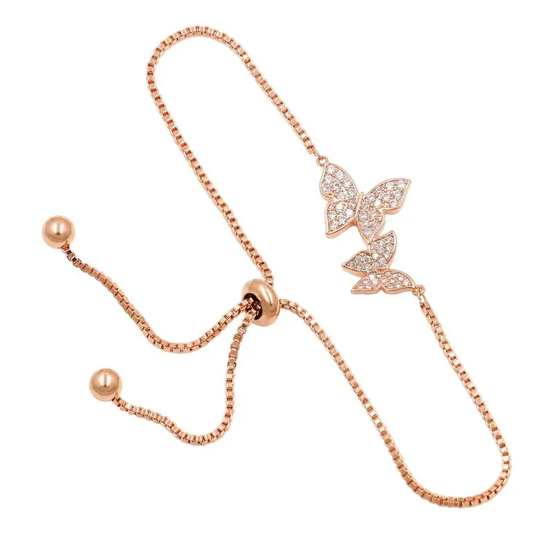 

WEIMANJINGDIAN Cubic Zirconia Crystal Pave Butterfly Adjustable Bracelets for Women in Rose / White / Yellow Gold Colors