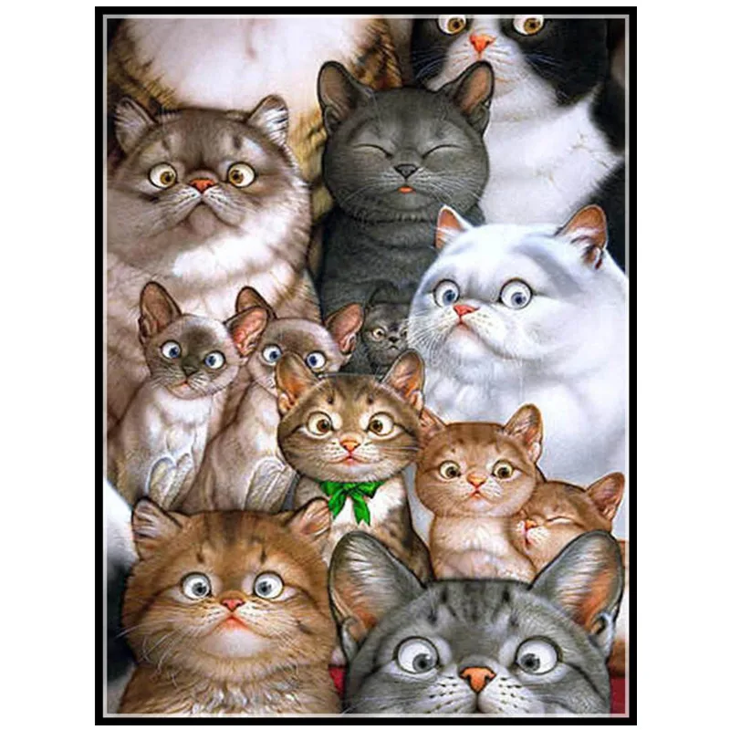 

5D Diamond Embroidery DIY Diamond Cats Family Picture Animals Pattern Diamond Painting Cross Stitch Needlework Wall Decor Decals