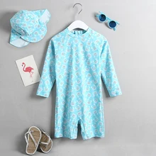 Купальная Одежда Для Девочек Цельный Детский купальник с шапочкой UPF50+ защита от УФ-лучей, купальный костюм для девочек с принтом звезд, купальный костюм для детей