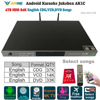 

4TB HDD 84K English Songs,Android Karaoke Player/Jukebox,AK1C38,Free Cloud Download,YOUTUBÊ ,Home KTV Sing