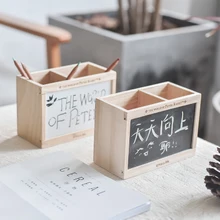 Креативная деревянная подставка под карандаши настольная подставка для ручек для офиса, многофункциональный пенал с доской