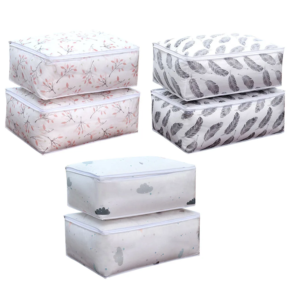 

2pcs Quilt Storage Bag Printed Household Bedding Clothing Pillows Quilt Organizer Bags Single Moisture-proof Zipper