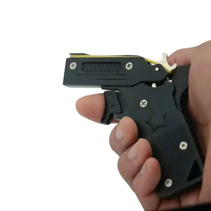 New Arrival Zinc Alloy Mini Folding Rubber Band Gun Model Toy Hair Band Bow Desktop Decoration