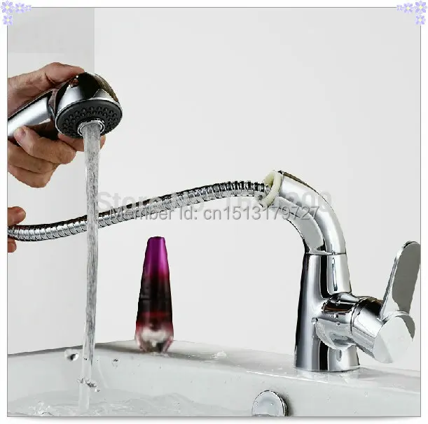Pull Out Basin faucet chromed brass mixer tap ABS Plastic Spout misturador para banheiro | Обустройство дома