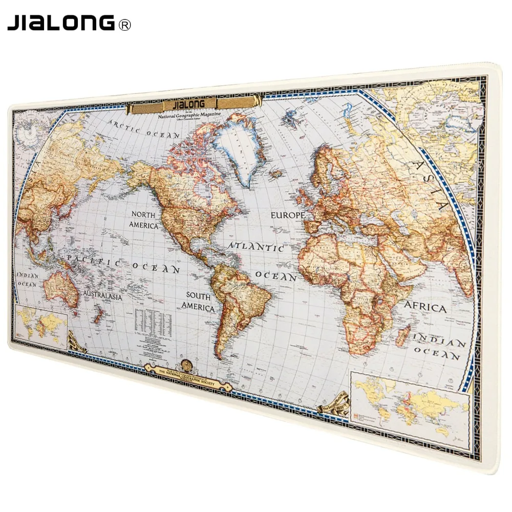 

JIALONG World Map Mice Mouse Pad gaming large xl Locking Edge Mat office Speed Control Version 900*400mm computer NO Smell