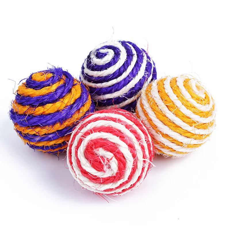 

Hot 1 Pc Random Color Pet Cat Kitten Sisal Rope Ball Teaser Rattle Scratch Chewing Catch Playing Toys