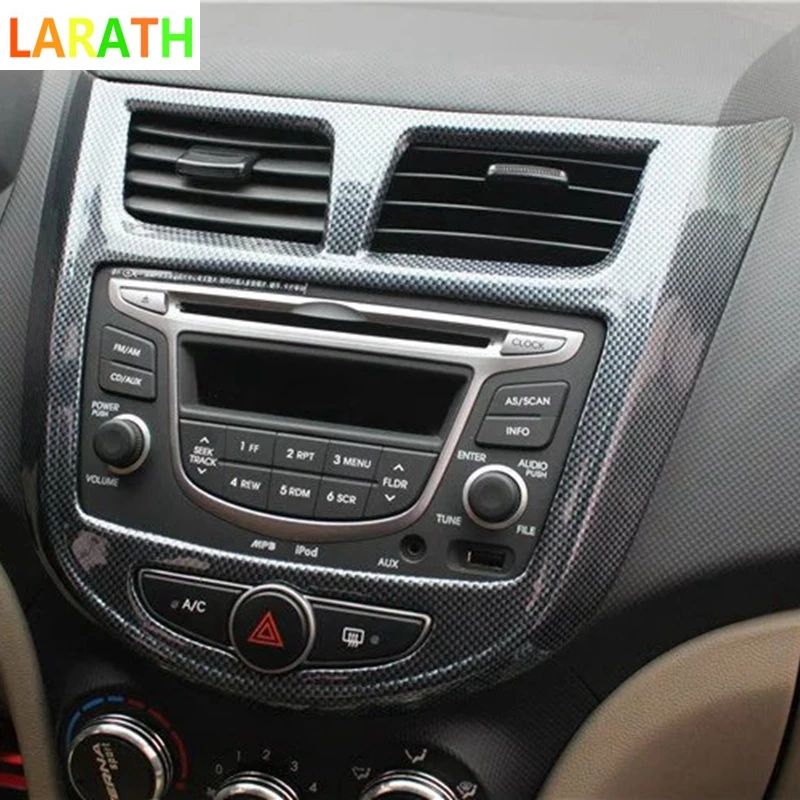 

For Hyundai Verna 2010-1014 ABS Carbon Fiber/Mahogany color Auto Central Control Multimedia Radio Panel Sticker Car Styling
