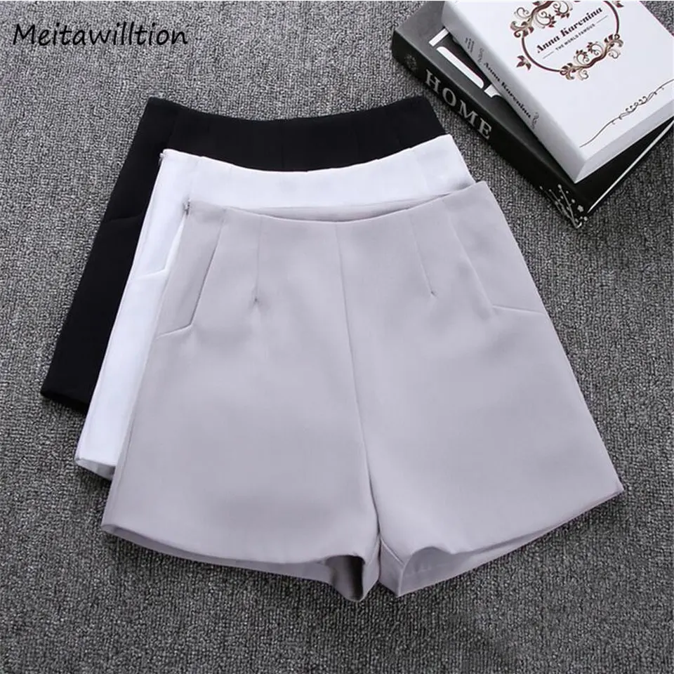 

2019 New Summer Fashion Women Shorts Skirts Casual High Waist Shorts Solid Korean Black White Women Short Pants For Women