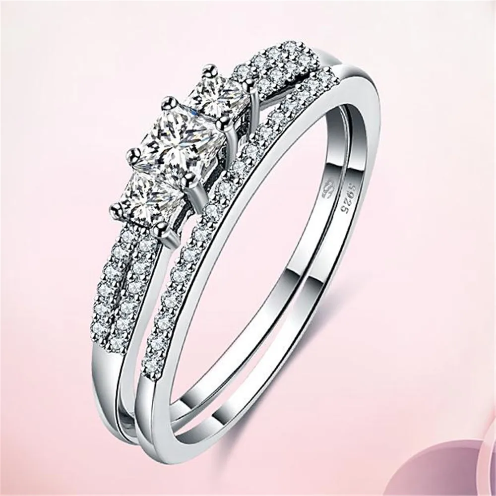 

2018 Excellent Bezel Setting Girls S925 Sterling Party Ring Women's Fashion Weddings Jewelry Silver Rings Fast Shipping